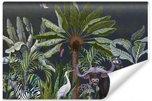 Karo-art Fotobehang - Dieren in de Jungle, premium print, inclusief behanglijm