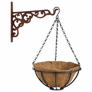 Nature Hanging basket 25 cm met ijzeren muurhaak en kokos inlegvel -