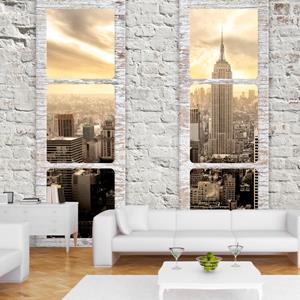 Karo-art Zelfklevend fotobehang - New York achter witte ramen , Premium Print