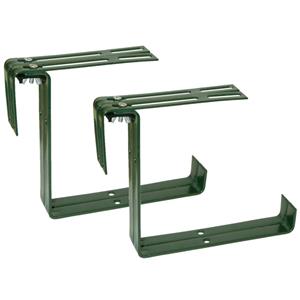 Geli Set van 4 verstelbare metalen balkonbeugels voor een railing t/m 14 cm in de kleur donker groen -