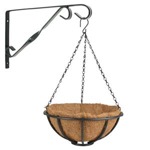 Esschert Design Hanging basket 30 cm met muurhaak - metaal - complete hangmand set -