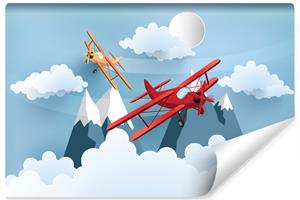 Karo-art Fotobehang - Vliegtuigen, kinderkamer , premium print, inclusief behanglijm