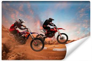 Karo-art Fotobehang - Motorfiets Race, Motocross, 11 maten, premium print, inclusief behanglijm