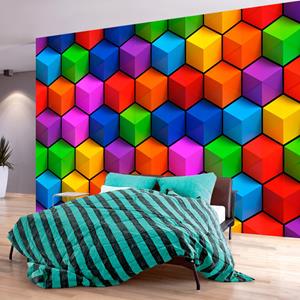 Karo-art Zelfklevend fotobehang - Kleurrijke blokken, 8 maten, premium print