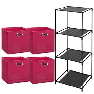Storage Solutions Opbergrek 4-laags Smartrack - 4x mandjes polyester - framboos roze - x cm -