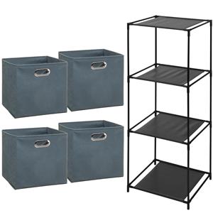 Storage Solutions Opbergrek 4-laags Smartrack - 4x mandjes polyester - grijsblauw - x cm -