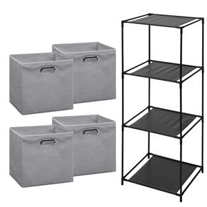 Storage Solutions Opbergrek 4-laags Smartrack - 4x mandjes polyester - licht grijs - x cm -