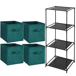 Storage Solutions Opbergrek 4-laags Smartrack - 4x mandjes polyester - petrol groen - x cm -