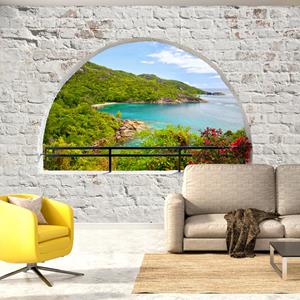 Karo-art Zelfklevend fotobehang - Uitzicht op een eiland , Premium Print