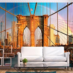Karo-art Zelfklevend fotobehang - Brooklyn bridge naar geluk , Premium Print