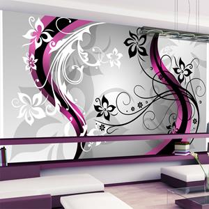 Karo-art Zelfklevend fotobehang - Abstracte bloemen, roze, 9 maten, premium print