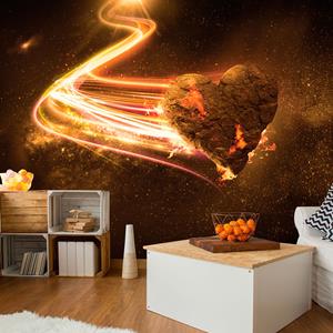 Karo-art Zelfklevend fotobehang - Liefdes meteoriet oranje, 8 maten, premium print