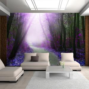 Karo-art Zelfklevend fotobehang - Paars pad door het bos , Premium Print