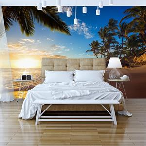 Karo-art Zelfklevend fotobehang - Zonsondergang , Tropisch , Premium Print