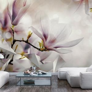 Karo-art Zelfklevend fotobehang - Wit Roze Magnolia's , Premium Print