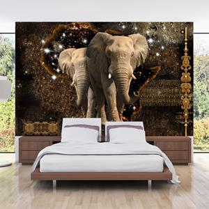 Karo-art Zelfklevend fotobehang - Prachtige Olifanten stappen je kamer binnen, premium print