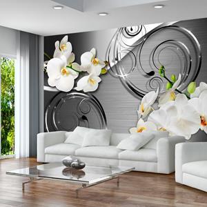 Karo-art Zelfklevend fotobehang - Grijze verwachtingen, orchidee, 8 maten, premium print