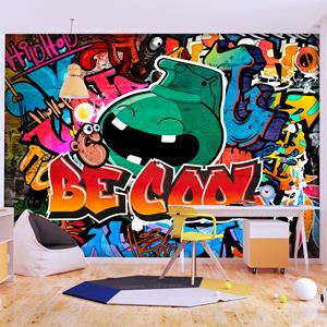 Karo-art Zelfklevend fotobehang - Graffiti Be Cool, 8 maten, Prachtige achtergrond, Premium print, voor slaapkamer en woonkamer, Eenvoudig aan te brengen