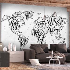 Karo-art Zelfklevend fotobehang - Retro Continenten (grijs) premium print