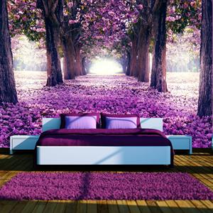 Karo-art Zelfklevend fotobehang - Bloemen pad door het bos , Premium Print