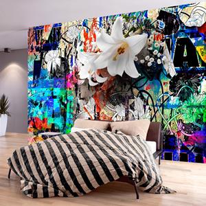 Karo-art Fotobehang - Urban Lily, premium print vliesbehang