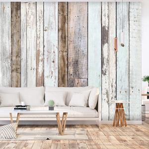Karo-art Zelfklevend fotobehang - Gekleurde Planken, Premium Print