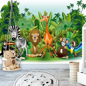 Karo-art Fotobehang - Dieren uit de Jungle, premium print vliesbehang