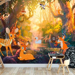 Karo-art Fotobehang - Dieren in het bos, premium print vliesbehang