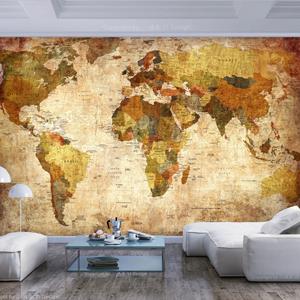 Karo-art Zelfklevend fotobehang - Oude wereldkaart, prachtig voor aan uw muur en zeer leerzaam, premium print