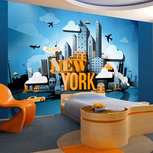 Karo-art Fotobehang - New York - welkom, premium print vliesbehang