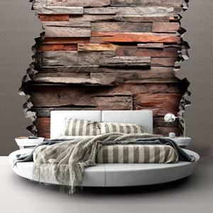 Karo-art Fotobehang - Verstopt hout, premium print vliesbehang