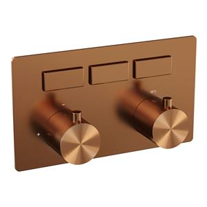 Brauer Copper Edition 3-weg inbouwthermostaat met drukknoppen koper geborsteld PVD