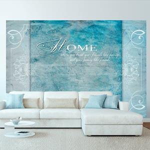 Karo-art Fotobehang - Home, where you ... , in blauw, premium print vliesbehang