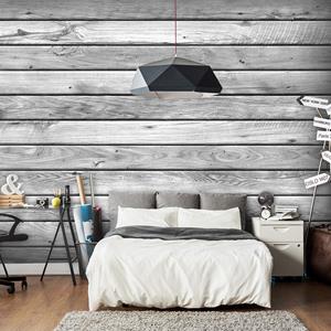 Karo-art Fotobehang -Grijze planken , houtlook II, premium print vliesbehang