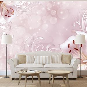 Karo-art Fotobehang - Roze Lelies, premium print vliesbehang