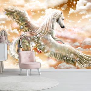 Karo-art Fotobehang - Pegasus (Oranje ), premium print vliesbehang