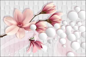 Karo-art Fotobehang - Prachtige Magnolia, 3D look, te koop in 11 maten, Premium Print, incl behanglijm