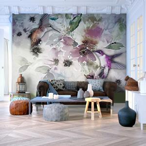 Karo-art Fotobehang - Natuur in Waterverf , Vogels, premium print vliesbehang