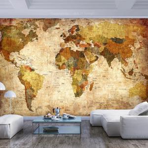 Karo-art Fotobehang - Oude wereldkaart, premium print vliesbehang