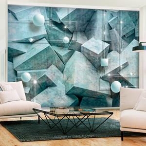 Karo-art Fotobehang - Kubussen van beton ( Groen ), premium print vliesbehang