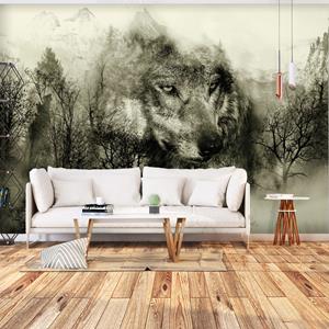 Karo-art Fotobehang - Wolf in de bergen II, premium print vliesbehang