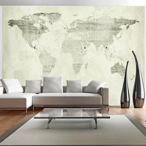Karo-art Zelfklevend fotobehang - Groene Continenten, Wereldkaart, 8 maten, premium print