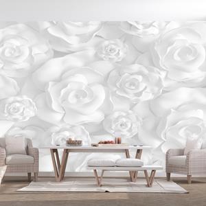 Karo-art Zelfklevend fotobehang - Witte rozen , Premium Print
