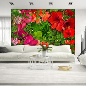 Karo-art Zelfklevend fotobehang - Rode Lelies , Premium Print