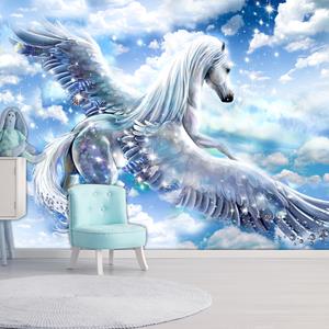Karo-art Zelfklevend fotobehang - Pegasus, het gevleugeld paard (Blauw), premium print