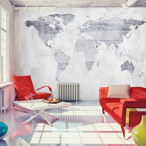 Karo-art Zelfklevend fotobehang - De wereld op beton, Wereldkaart, 8 maten, premium print