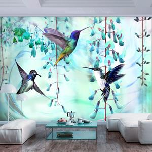 Karo-art Zelfklevend fotobehang - Kolibries, Groen, 8 maten, premium print