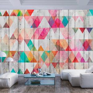 Karo-art Zelfklevend fotobehang - Regenboog Driehoekjes, Premium print