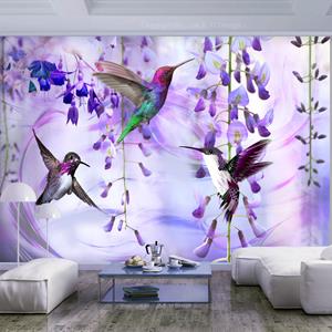 Karo-art Zelfklevend fotobehang - Kolibries, Paars, 8 maten, premium print