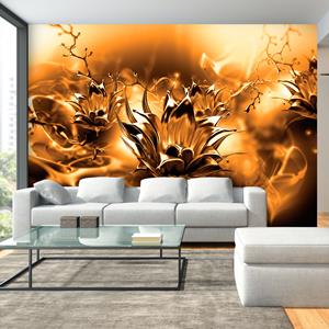 Karo-art Zelfklevend fotobehang - Olie bloemen Oranje, 8 maten, premium print